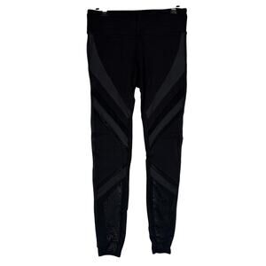 Alo Yoga Women's Black Net Trim Inserts Mesh Leggings Size Small